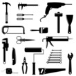 Different tools silhouettes isolated over white background