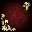 Claret background with  frame from gold vine