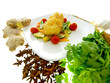breaded meat with vegetables