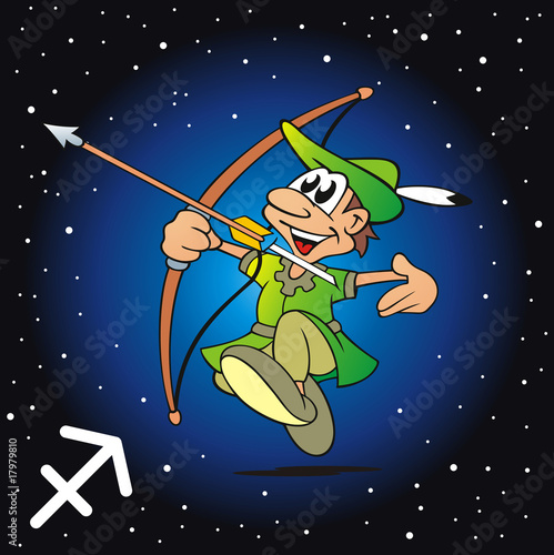 Foto-Doppelrollo - Sternzeichen Schütze mit Nachthimmel (von jokatoons)
