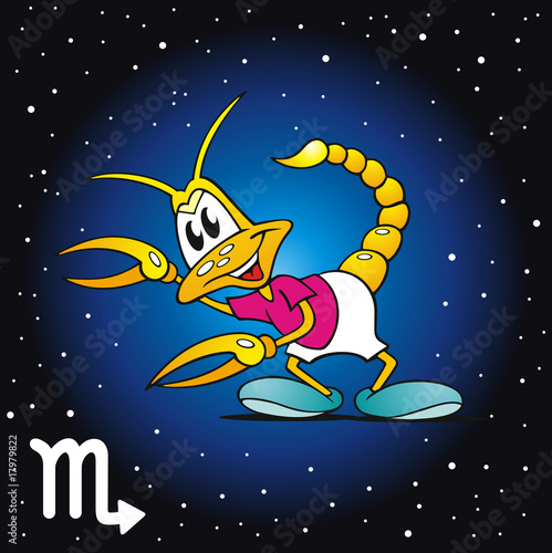 Foto-Plissee - Sternzeichen Skorpion mit Nachthimmel (von jokatoons)