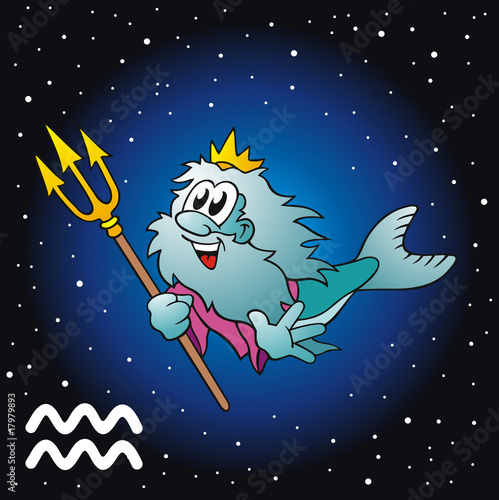 Foto-Kissen - Sternzeichen Wassermann mit Nachthimmel (von jokatoons)