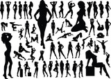 Collection of naked women vector silhouettes