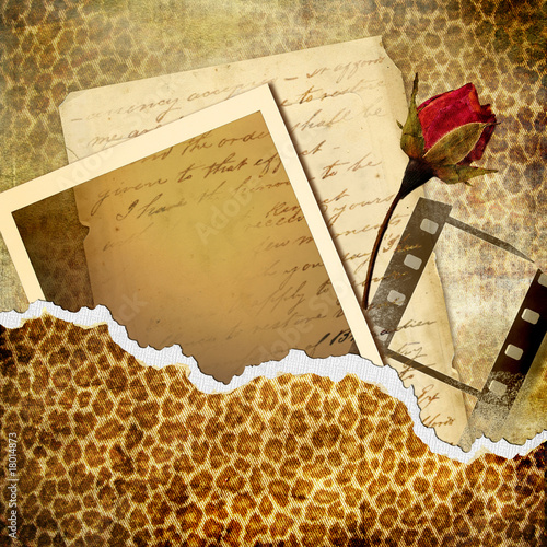 retro background with frame and old letters with rose