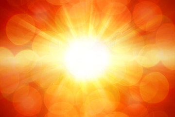 Sticker - Bright orange sun light rays summer background