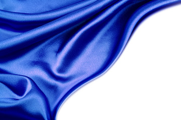 Blue silk texture on white background