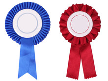 Blue And Red Rosettes, With Copy Space