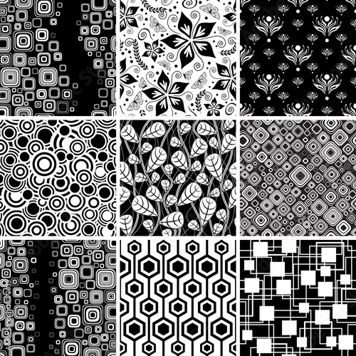 Nowoczesny obraz na płótnie Black-and-white seamless collection