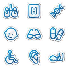 Medicine web icons set 2, blue contour sticker series