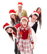 © Gennadiy Poznyakov - Happy group  people and child  in santa hat. Isolated.