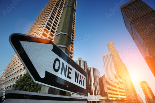 Fotoboard na płycie Wschód słońca nad centrum Los Angeles