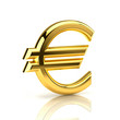 Golden euro sign on white