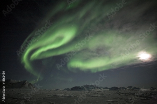 Plakat na papierze fotorealistycznym Zorza polarna, spitsbergen