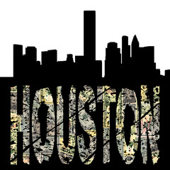 Wall Mural - Houston dollar grunge text with skyline