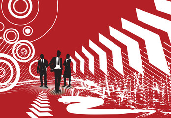 Wall Mural - business people with a red background