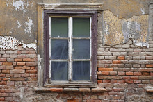 Old Window With Plaster And Brick Wall In Zagreb Croatia
