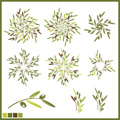 Wall Mural - Design elements with olive repeat