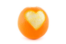 Orange Heart Isolated On White