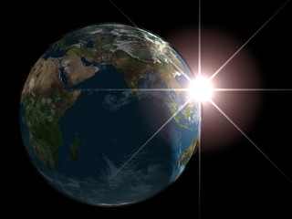 sunrise on the earth planet