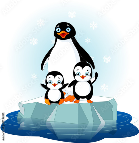 Naklejka na meble Penguin family