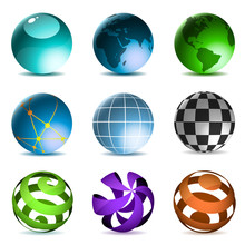 Globes And Spheres Icons Set Isolated On White Background