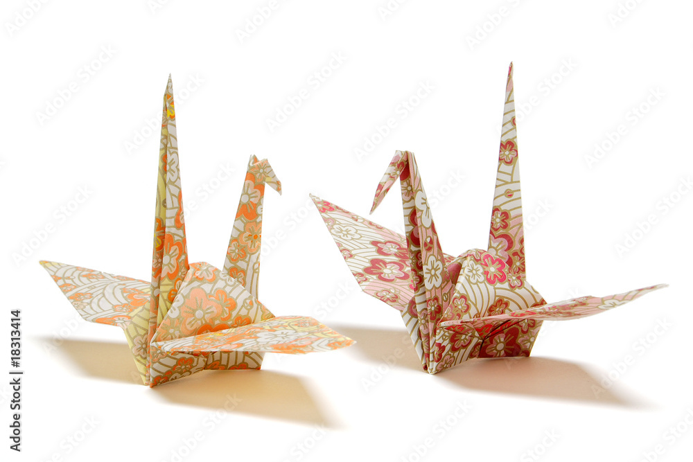 和柄の折り鶴 二羽 の Stock フォト | Adobe Stock