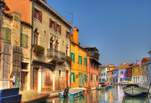 Beautiful Town On The Island Of Burano, Italy.