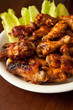 Plate of BBQ Chicken Wings - Shallow DOF