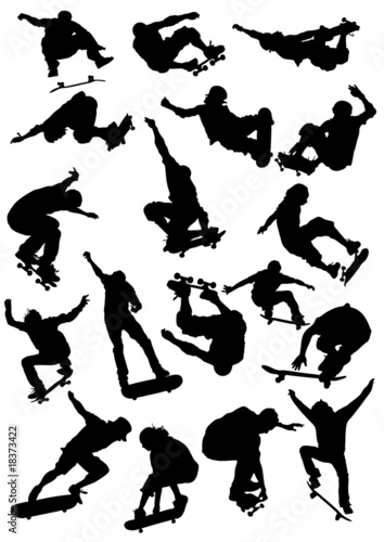 Naklejka ścienna skateboarding Silhouettes