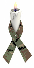 Camouflage ribbon candle