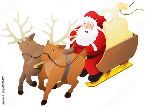 Pere Noel Sur Son Traineau Detoure Buy This Stock Vector And