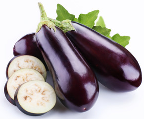 Wall Mural - aubergine on a white background