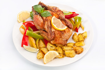 Wall Mural - whole grilled garnished holiday chicken