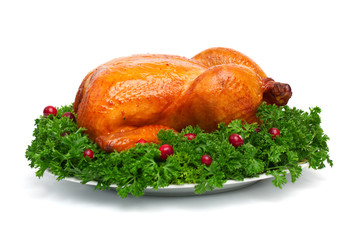 whole roasted chicken with parsley and cranberries