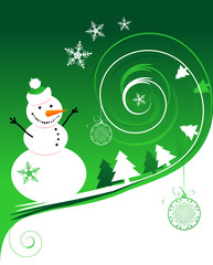 Wall Mural - Happy snowman, christmas card