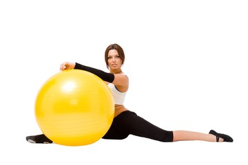 sportswoman with big fitness ball