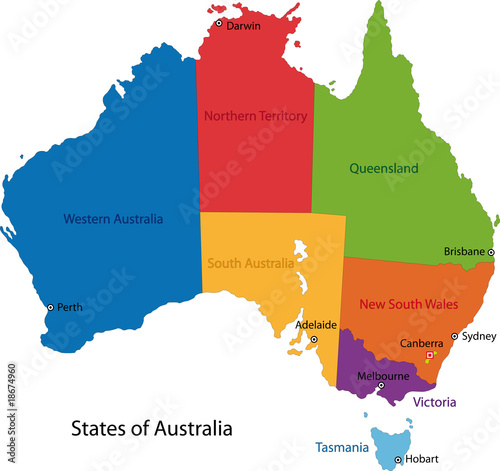 Board z aluminiowym obramowaniem Kolorowa mapa Australii