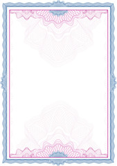 Classic guilloche border for diploma or certificate / vector