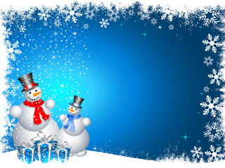 Wall Mural - snowmen with christmas gifts