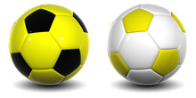 3d White,yellow And Black Leather Soccer Balls Collection