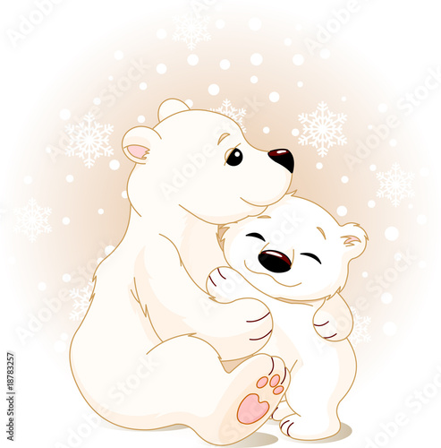 Fototapeta na wymiar Mother and baby bear