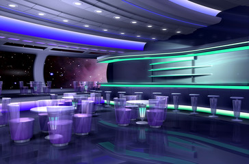 3d spaceship like bar or restaurant