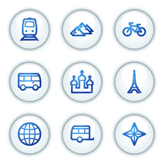 Travel web icons set 2, white circle buttons series