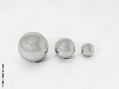 three metal spheres