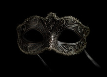 Carnival Mask Isolated On Black Frontal