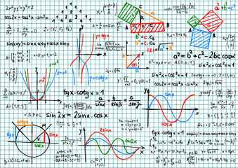 Wall Mural - Paper with mathematics sketches - vector illustration