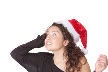 Young Woman Wearing Christmas Hat