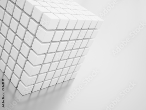 Abstract bright white cubes on a light background