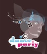 vector illustration girl listening music at dance party