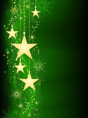 Wall Mural - Hanging stars on green background with grunge elements